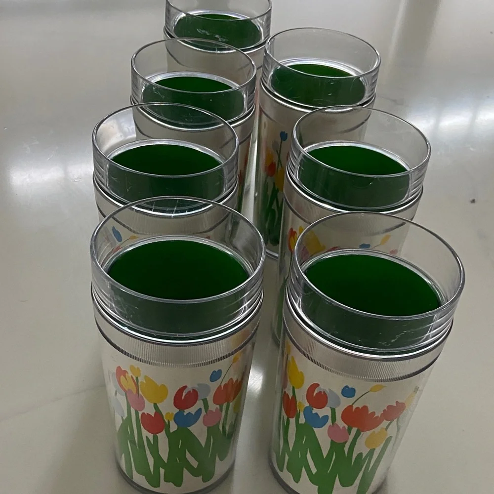 Colorful vintage thermos- Tulip Party Cups - Set of 8